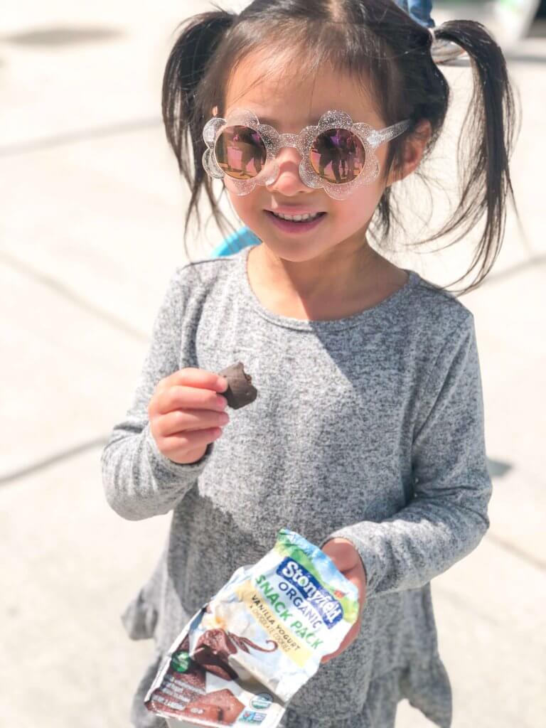 Girl Eating Stonyfields Yogurt